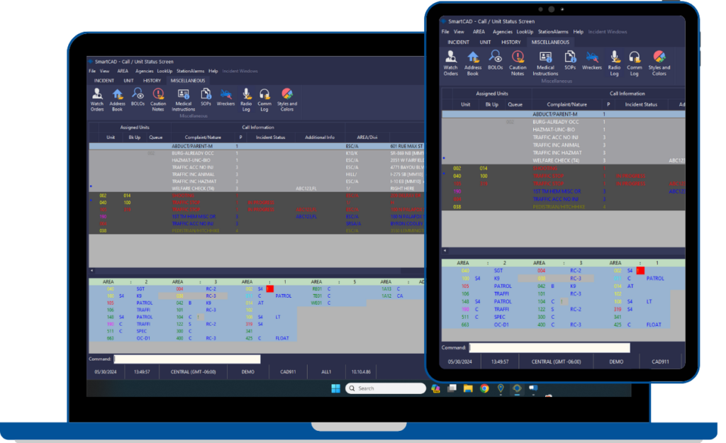 SmartCAD offers a comprehensive set of features designed to improve public safety operations across multiple jurisdictions and disciplines, including law enforcement, fire, and EMS.