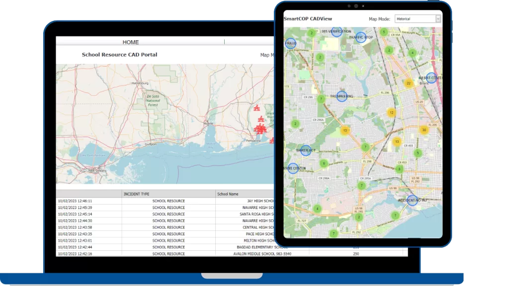 SmartWEB enhances public law enforcement records access by integrating with Computer-Aided Dispatch (CAD) software to provide real-time information.